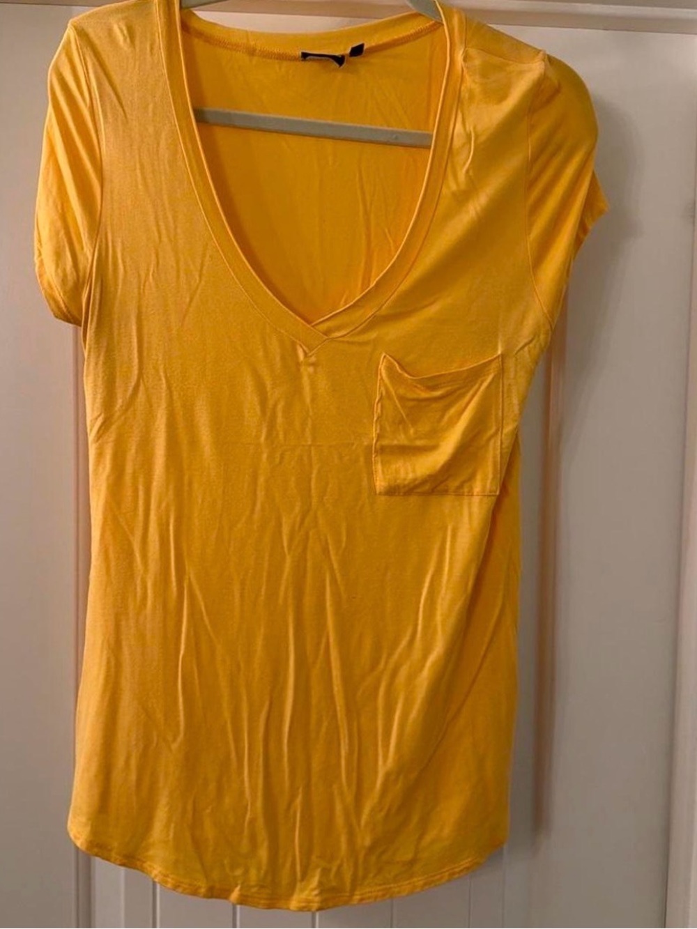 Women's Yellow V-Neck Pocket Tee